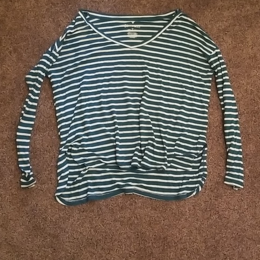 blue and white striped shirt